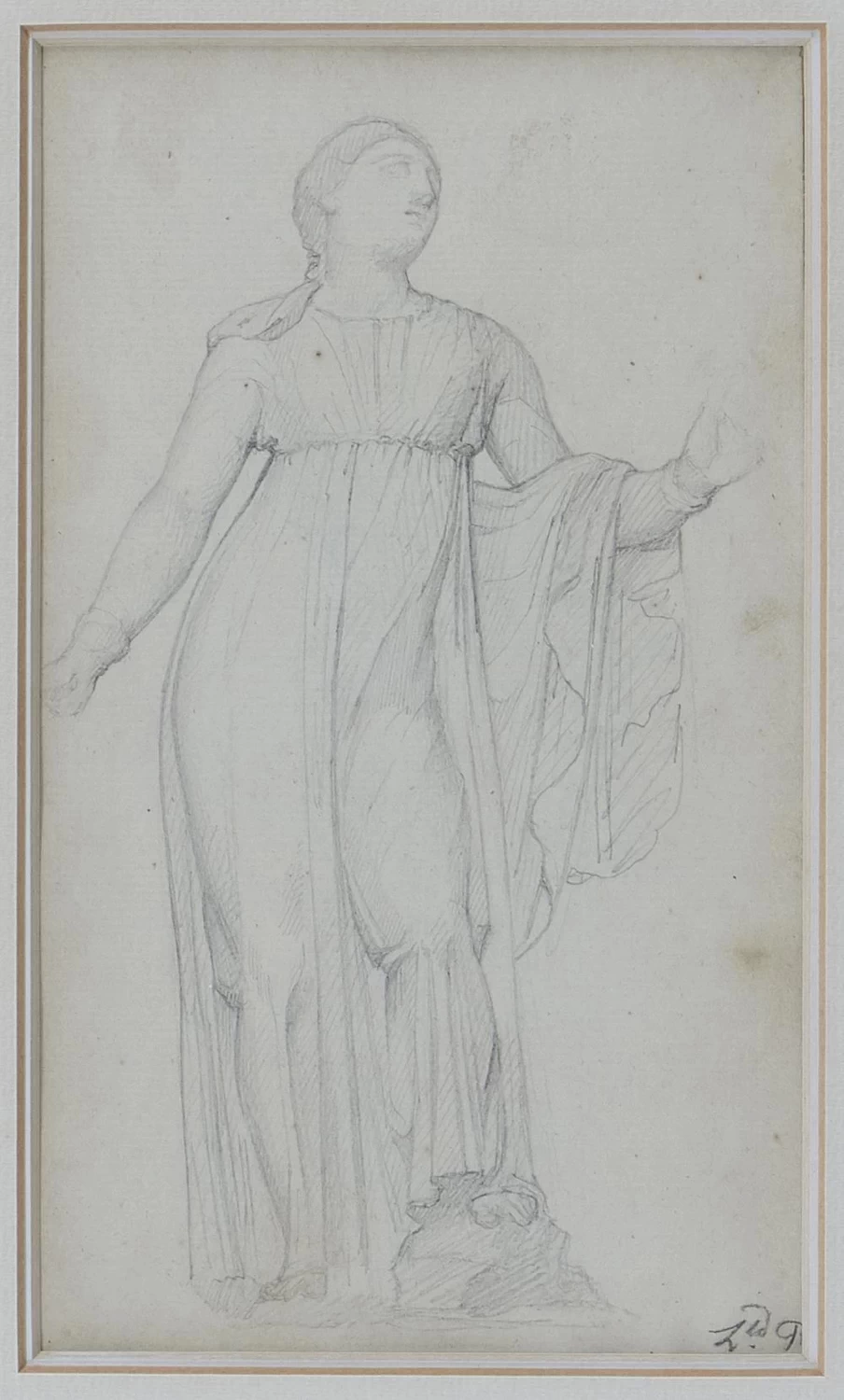 Studio di giovane donna drappeggiata in stile antico